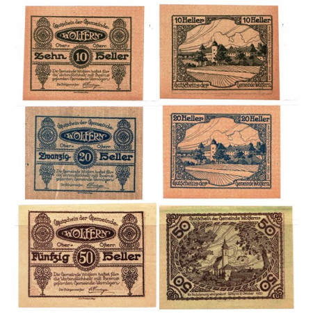 1920 * Set 3 Notgeld Austria 10 . 20 . 50 Heller "Alta Austria - Wolfern" (FS 1248)