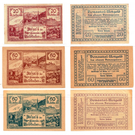 1920 * Set 3 Notgeld Austria 20 . 60 Heller "Alta Austria - Waldkirchen Am Wesen" (FS 1133)