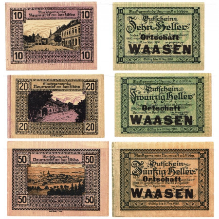 1920 * Set 3 Notgeld Austria 10 . 20 . 50 Heller "Bassa Austria – Neumarkt an der Ybbs" (FS 663x)