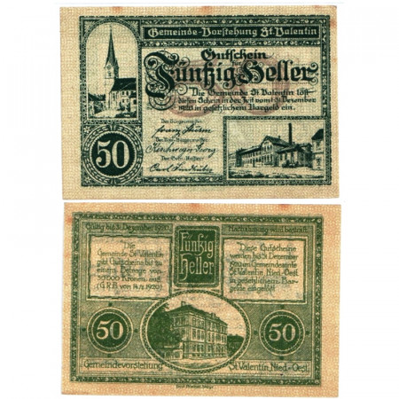 1920 * Notgeld Austria 50 Heller "Bassa Austria – St. Valentin" (FS 941)