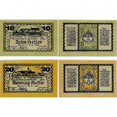 1920 * Set 2 Notgeld Austria 10 . 20 Heller "Alta Austria - Neuhofen an der Krems" (FS 648a)