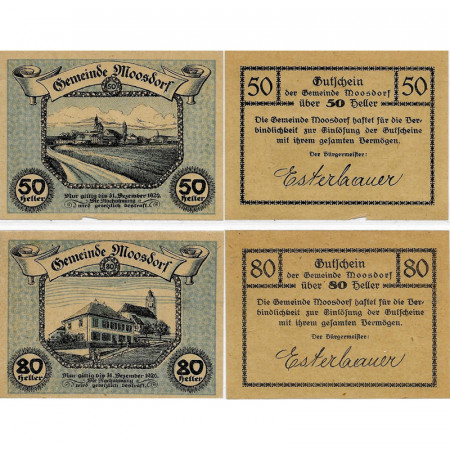 1920 * Set 2 Notgeld Austria 50 . 80 Heller "Alta Austria - Moosdorf" (FS 628A)