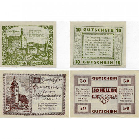 1920 * Set 2 Notgeld Austria 10 . 50 Heller "Alta Austria - Steinerkirchen An Der Traun" (FS 1029)