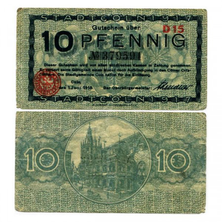 1918 * Notgeld Germania 10 Pfennig "Renania Sett-Vestfalia - Köln" (K30.8)