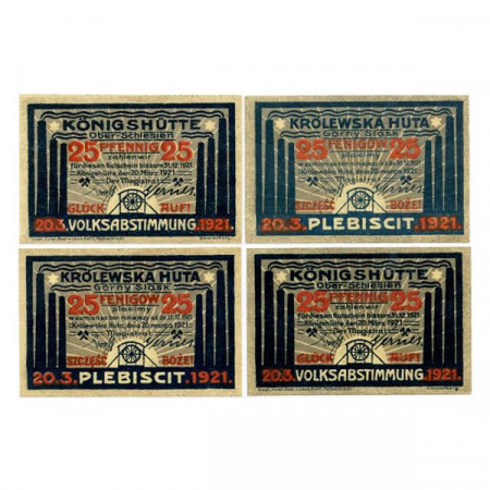 1921 * Set 2 Notgeld Germania 25 Pfennig "Slesia (Polonia) – Königshütte " (726.1)