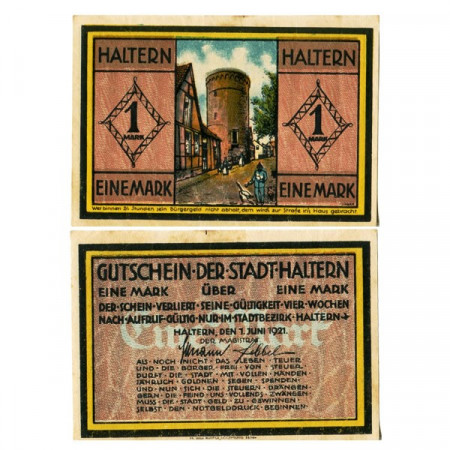 1921 * Notgeld Germania 1 Mark "Renania Sett-Vestfalia – Haltern"