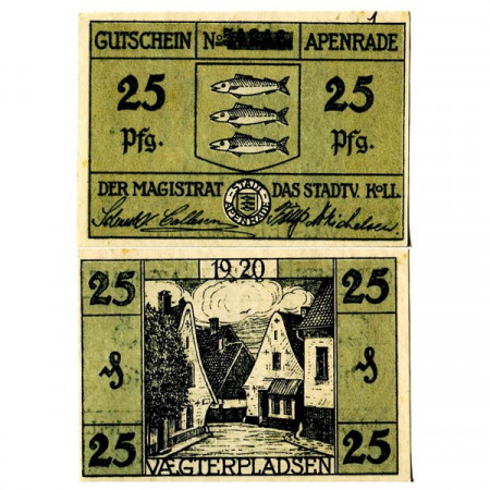 1920 * Notgeld Germania 25 Pfennig "Schleswig del Nord (Danimarca) – Apenrade" (A21.1)