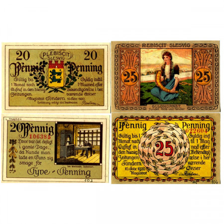 1920 * Set 2 Notgeld Germania 20 . 25 Pfennig "Schleswig del Nord (Danimarca) – Tondern" (1329.1)