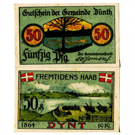 1919 * Notgeld Germania 50 Pfennig "Schleswig del Nord (Danimarca) – Dunth" (297)