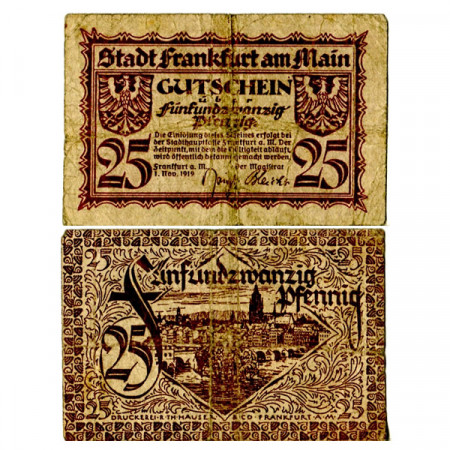 1919 * Notgeld Germania 25 Pfennig "Assia - Frankfurt Am Main" (F16.2)