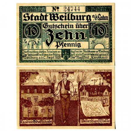 1920 * Notgeld Germania 10 Pfennig "Assia - Weilburg" (W19.4)