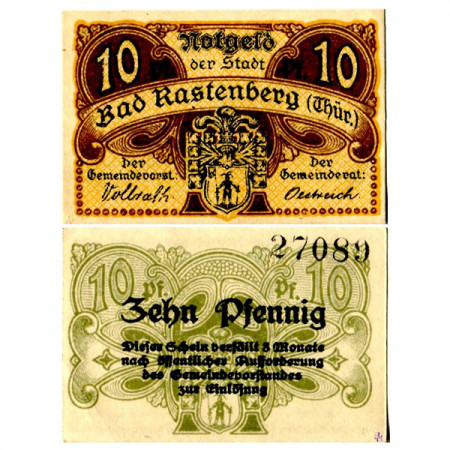 1917 * Notgeld Germania 10 Pfennig "Turingia - Rastenberg" (R6.3)