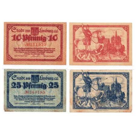 1918 * Set 2 Notgeld Germania 5 . 10 Pfennig "Assia – Limburg a. d. Lahn"  (L45.2)