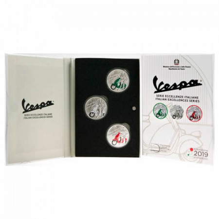 2019 * Trittico argento 5 Euro UFFICIALE ITALIA "Vespa" FDC