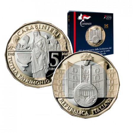 2019 * 5 Euro Bimetallico ITALIA "50°Ann. Fondaz. Comando Carabinieri" PROOF