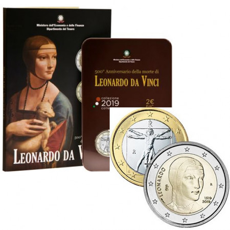 2019 * 2 Euro + 1 Euro ITALIA "500° Morte di Leonardo da Vinci" FDC