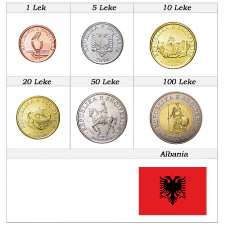 Mix * Serie 6 Monete Albania "Leke" UNC