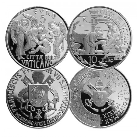 2019 * Dittico 5 + 10 Euro Argento VATICANO "Papa Francesco" Anno VII