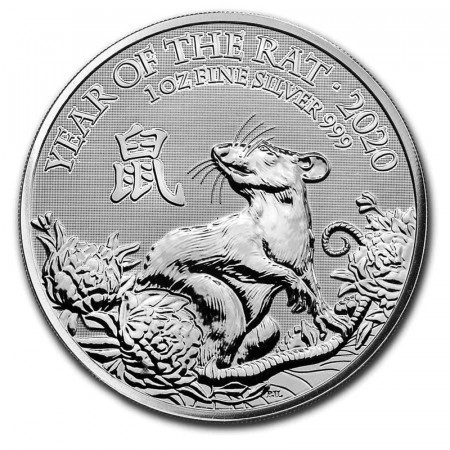 2020 * 2 Pounds Argento 1 OZ Gran Bretagna "Anno del Topo" FDC