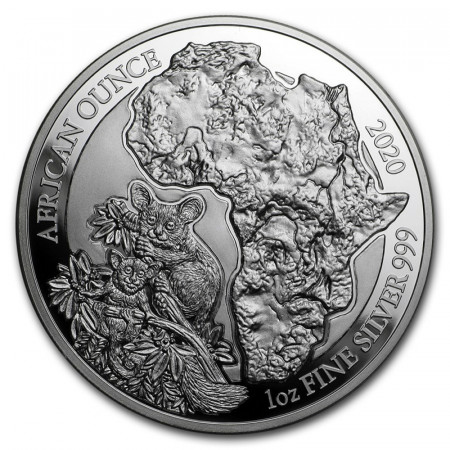 2020 * 50 RWF Argento 1 OZ Ruanda "African Bushbaby" FDC