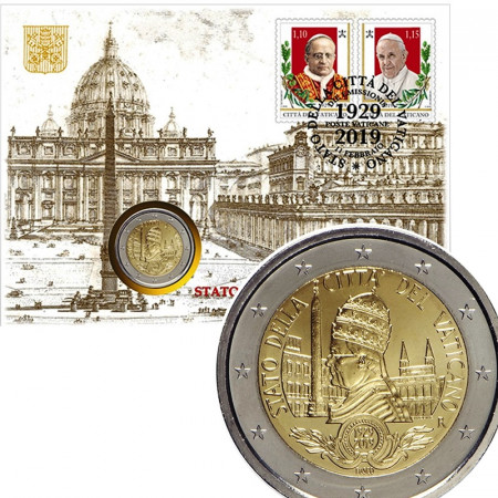 2019 * 2 Euro VATICANO "90º Stato Città del Vaticano" Busta Filatelico/Numismatica