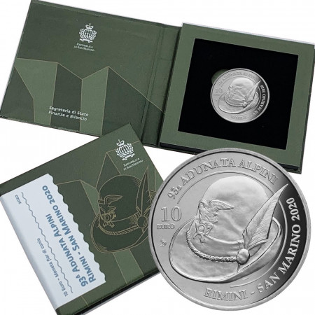 2020 * 10 Euro Cupronichel SAN MARINO "93a Adunata Alpini" in Cofanetto