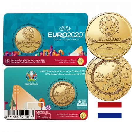 2021 * 2,50 Euro BELGIO "Europeo di Calcio UEFA, Euro 2020" Lato Olandese Coincard