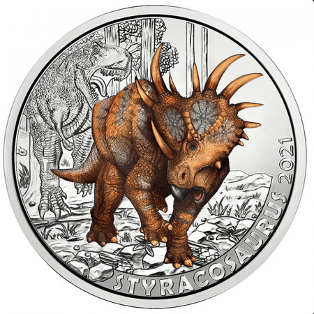 2021 * 3 Euro Colourful AUSTRIA "Supersaurs - Styracosaurus Albertensis" Colorato BU