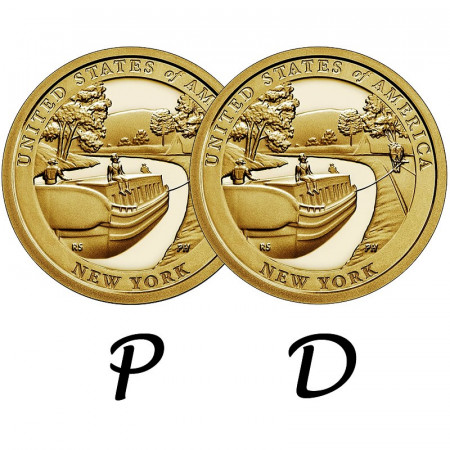 2021 * 2 x 1 Dollaro Stati Uniti "American Innovation - New York - Erie Canal" P+D