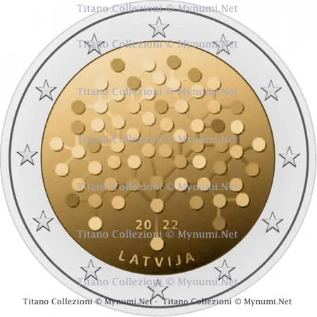 2022 * 2 Euro LETTONIA "100º Anniversario della Banca di Lettonia" UNC