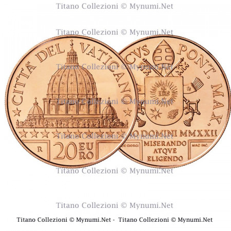 2022 * 20 Euro Rame VATICANO "Arte e Fede - San Pietro, Esterno" FDC