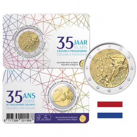 2022 * 2 Euro BELGIO "35º Anniversario del Programma Erasmus" Lato Olandese Coincard