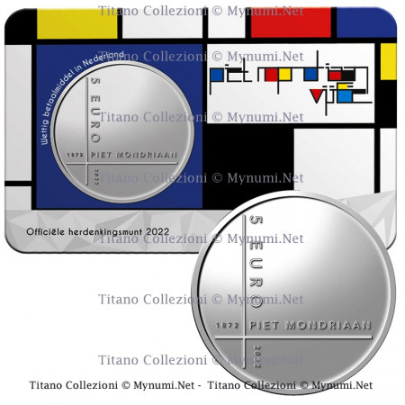 2022 * 5 Euro OLANDA "150 Nascita di Piet Mondriaan" FDC