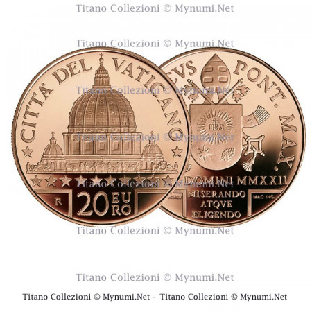 2022 * 20 Euro Rame VATICANO "Arte e Fede - San Pietro, Esterno" PROOF – Cofanetto