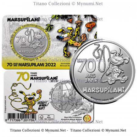 2022 * 5 Euro BELGIO "70 Anni Marsupilami" Coincard FDC