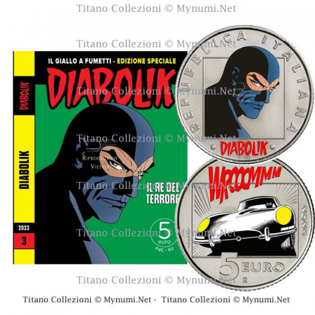 2023 * 5 Euro ITALIA "Serie Fumetti, Diabolik - DIABOLIK" FDC, Colorato