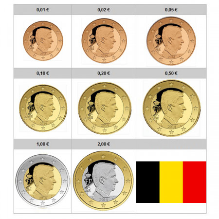 2017 * Serie 8 Monete Euro BELGIO "Re Filippo" FDC