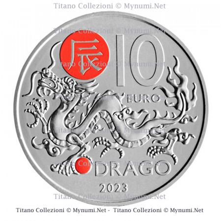 2023 * 10 Euro  SAN MARINO "Anno del Drago - Calendario Lunare Cinese" UNC Colorate
