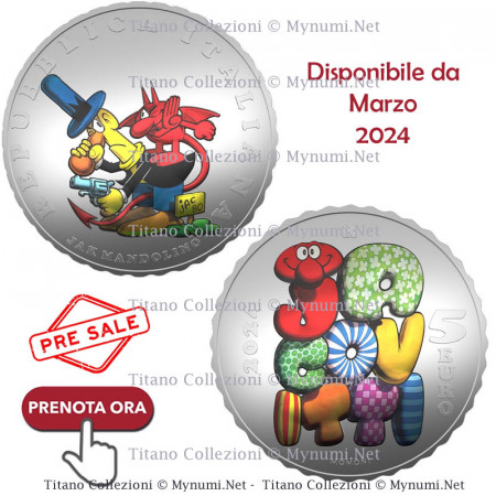 2024 * 5 Euro ITALIA "Serie Fumetti, Jacovitti - JAK MANDOLINO" FDC, Colorato