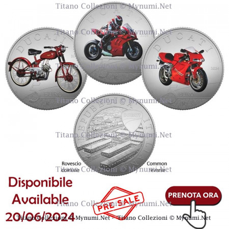 2024 * Trittico Argento 5 Euro ITALIA "Eccellenze - Ducati, 916 Panigale Cucciolo" FDC