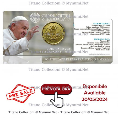2024 * Coincard VATICANO 50 Centesimi "Papa Francesco" N.15