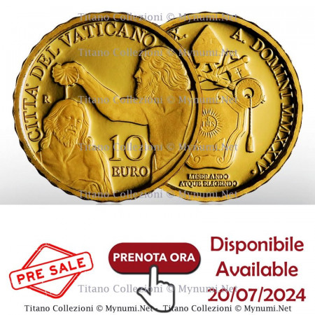 2024 * 10 Euro Oro VATICANO "Giovanni Battista - Sacramento del Battesimo" PROOF
