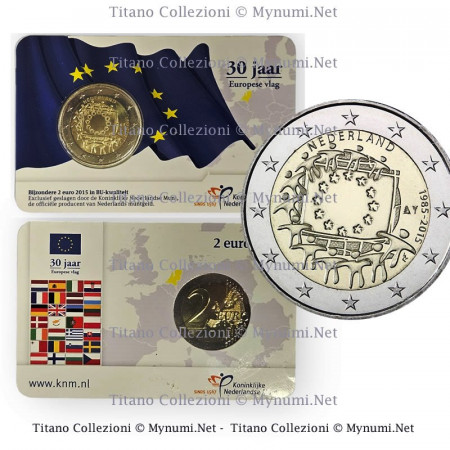 2015 * 2 Euro OLANDA "30º Anniversario della Bandiera Europea" Coincard FDC