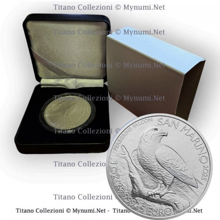 2025 * 5 Euro 1 OZ Oncia SAN MARINO "Peregrine Falcon" FDC in Cofanetto