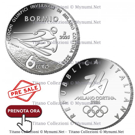2025 * 6 Euro Argento ITALIA "Milano Cortina 2026 - Sci Alpino, Bormio" PROOF
