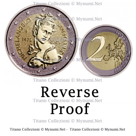 2025 * 2 Euro San Marino – Michelangelo, 550° Anniversario della Nascita – Reverse Proof