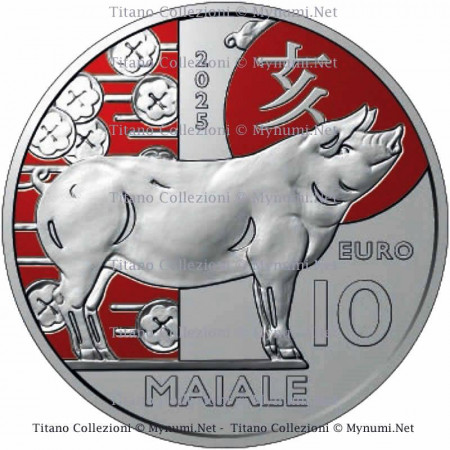 2025 * 10 Euro SAN MARINO "Anno del Maiale - Calendario Lunare Cinese" UNC Colorata