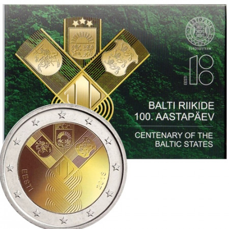 2018 * 2 Euro ESTONIA "100º Stati Baltici Indipendenti" Coincard