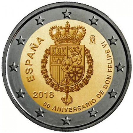 2018 * 2 Euro SPAGNA "50º Compleanno del Re Filippo VI" UNC
