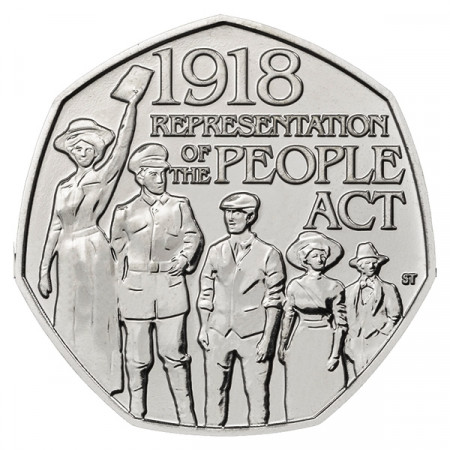 2018 * 50 Pence Gran Bretagna "Elizabeth II - People Act 1918" FDC